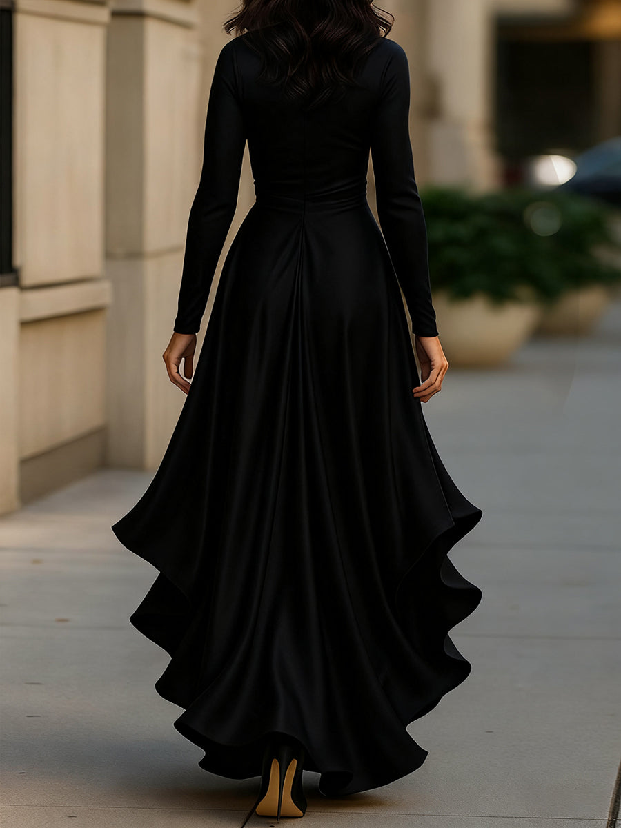 Mathilde™ — Élégante Robe Portefeuille en Satin au Style Intemporel
