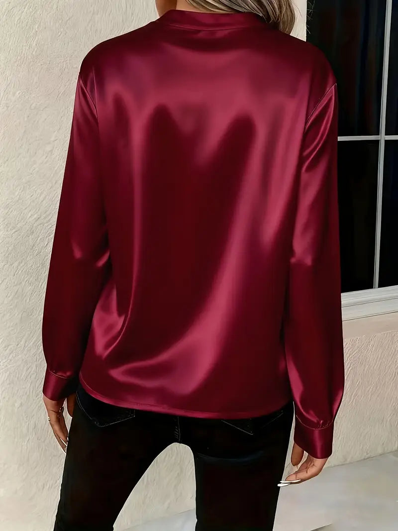Claudine™ – Élégante Blouse Satinée au Style Intemporel