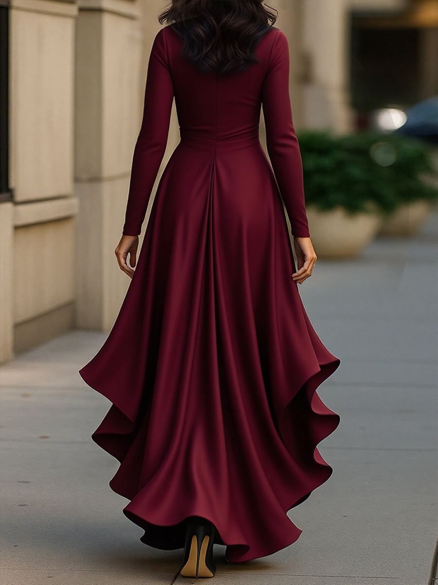 Mathilde™ — Élégante Robe Portefeuille en Satin au Style Intemporel