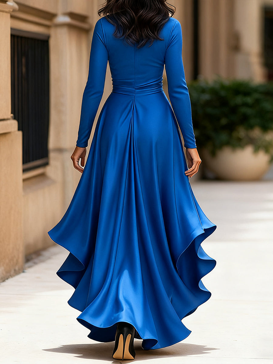Mathilde™ — Élégante Robe Portefeuille en Satin au Style Intemporel
