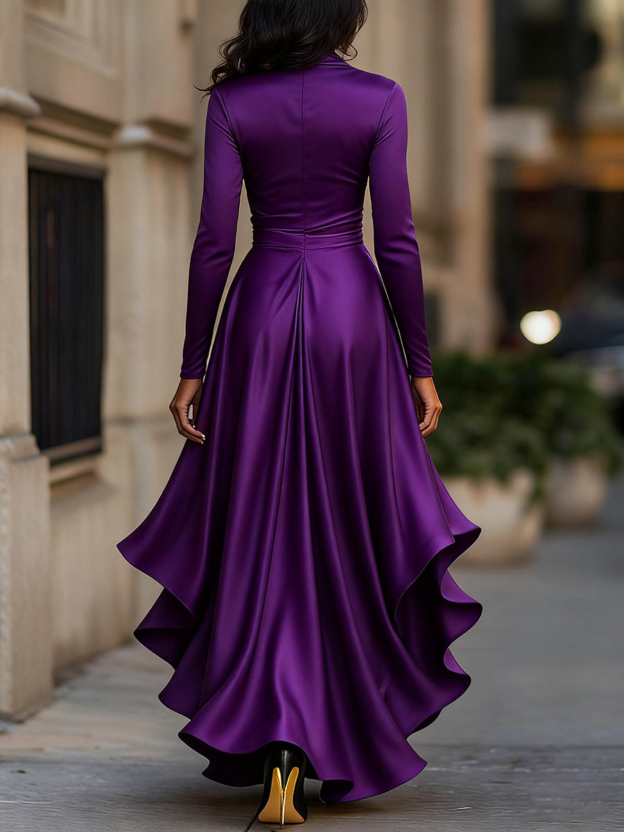 Mathilde™ — Élégante Robe Portefeuille en Satin au Style Intemporel