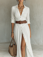 Amélia™ — Élégante robe maxi avec col à revers