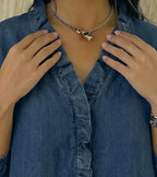 Clémence™ — Fluid V-Neck Blouse with Ruffles