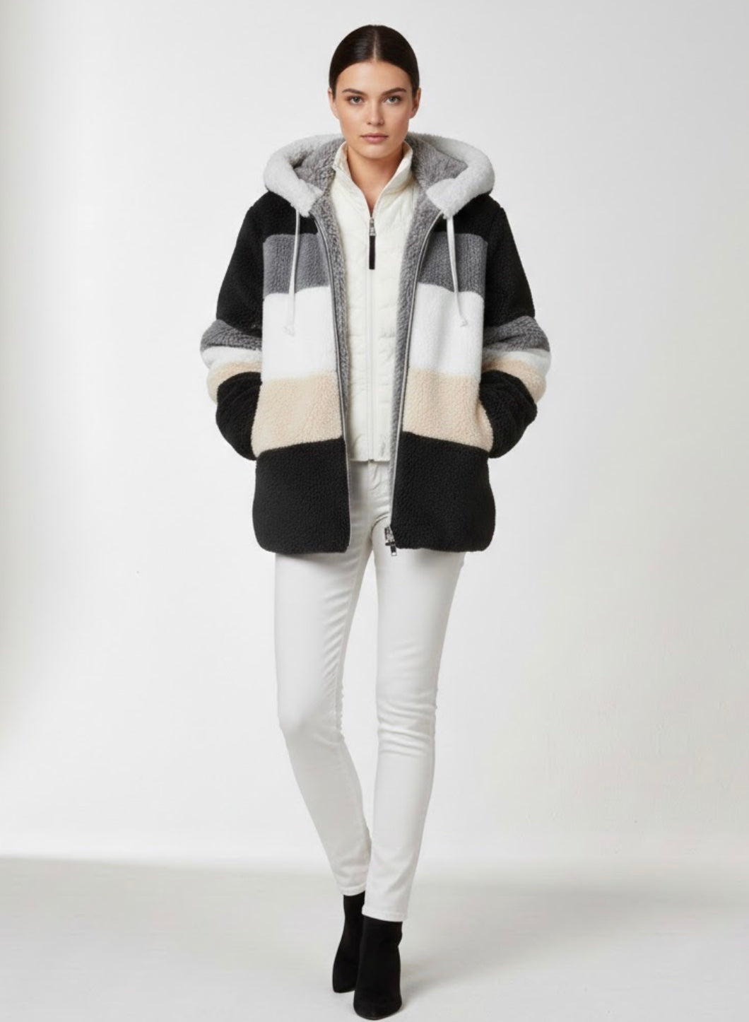 Aléana™ – Veste d'hiver chic et chaleureuse avec capuche et zip