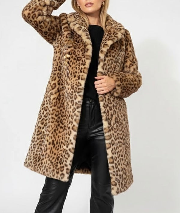 Séverine™ — Élégante Veste Mi-Longue à Imprimé Léopard