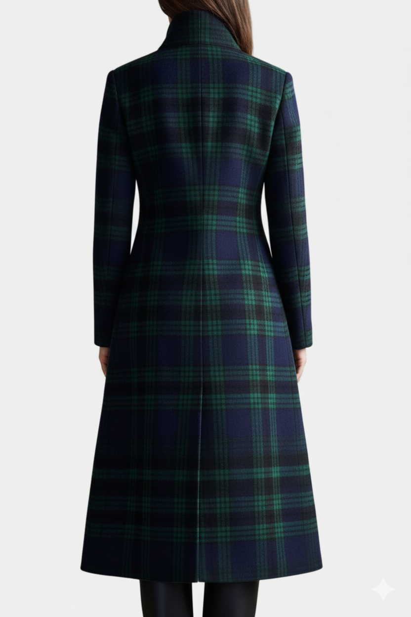 Madeleine™ — Élégant Manteau Mi-Long à Carreaux