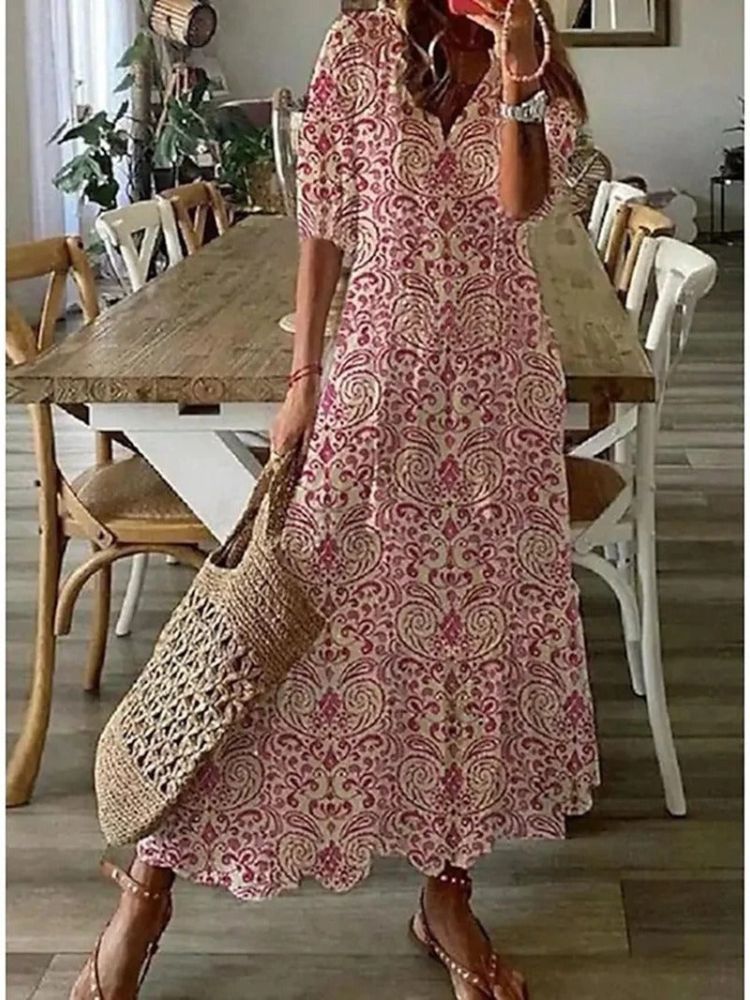 Élodie™ — Élégante Robe Maxi en Velours à Motif Floral