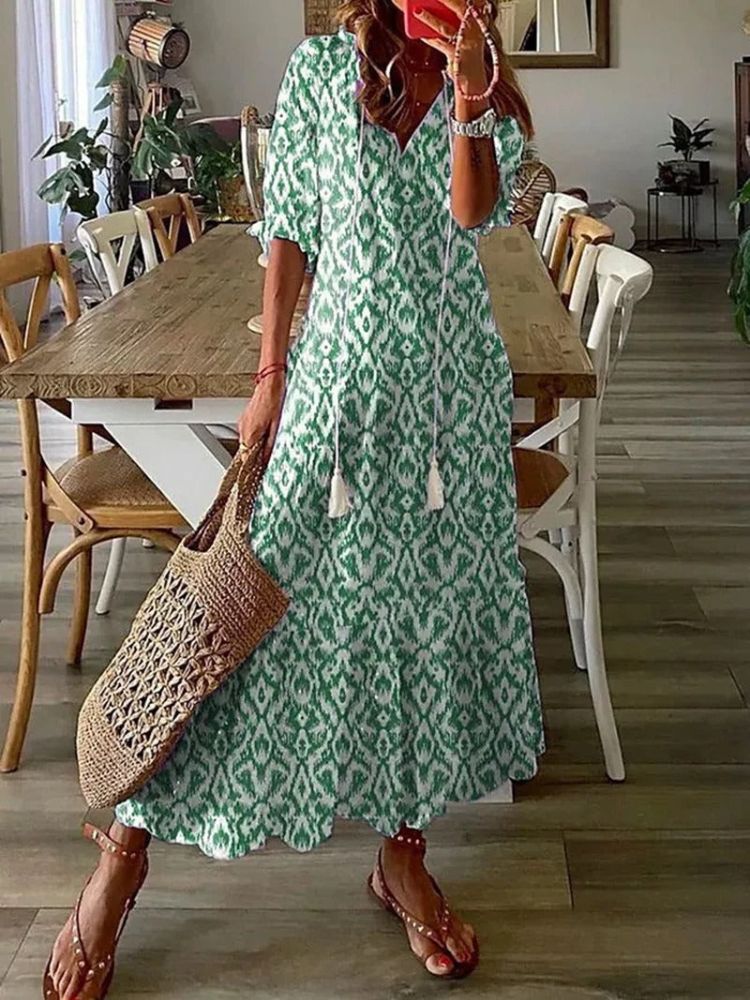 Élodie™ — Élégante Robe Maxi en Velours à Motif Floral