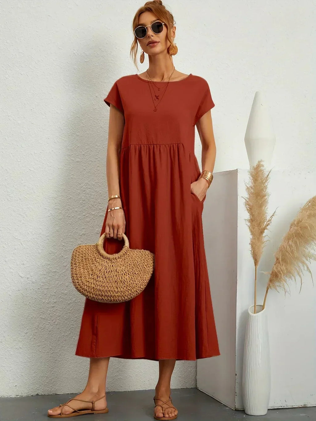 Gabrielle™ - Élégante Robe Midi Fluide au Style Intemporel