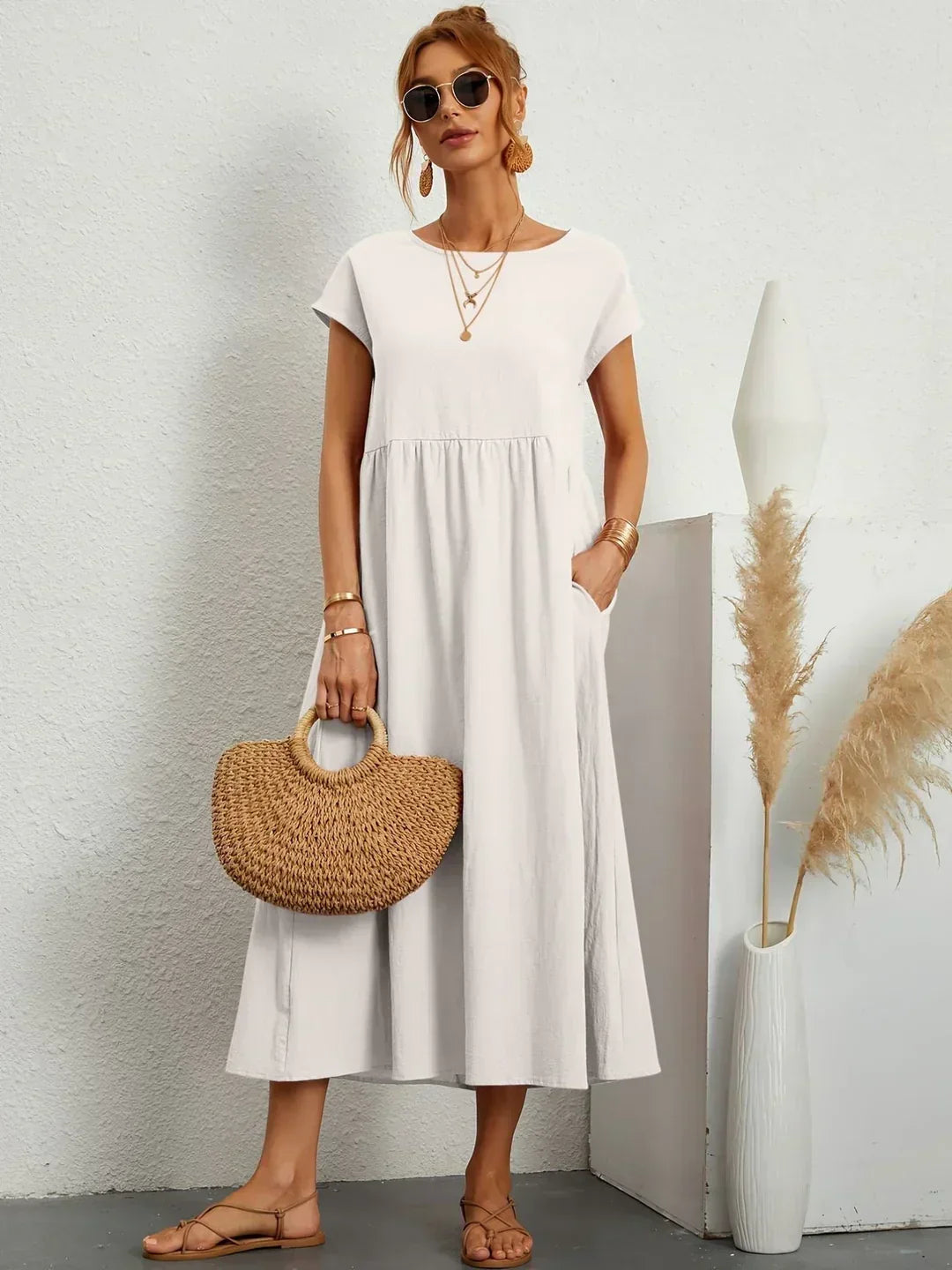 Gabrielle™ — Élégante Robe Midi Fluide au Style Intemporel