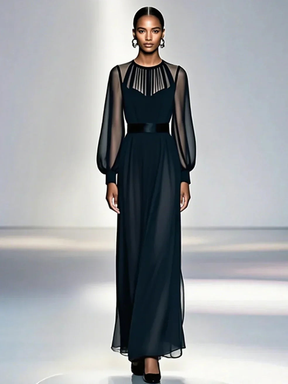 Élisea™ — Robe noire fluide élégante et intemporelle