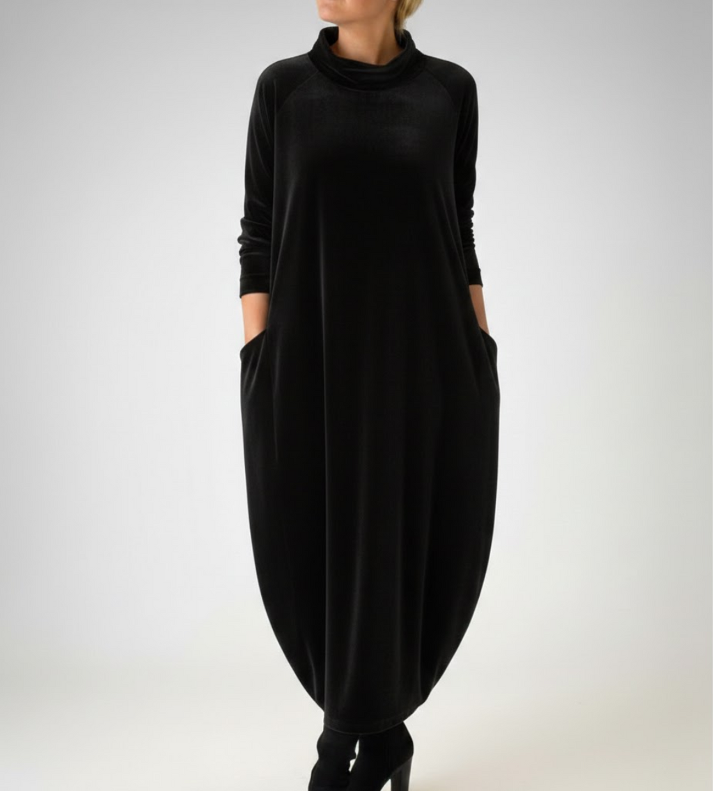 Françoise™ - Robe Douce à Col Montant avec Poches – Élégance Confortable