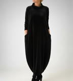 Françoise™ - Robe Douce à Col Montant avec Poches – Élégance Confortable