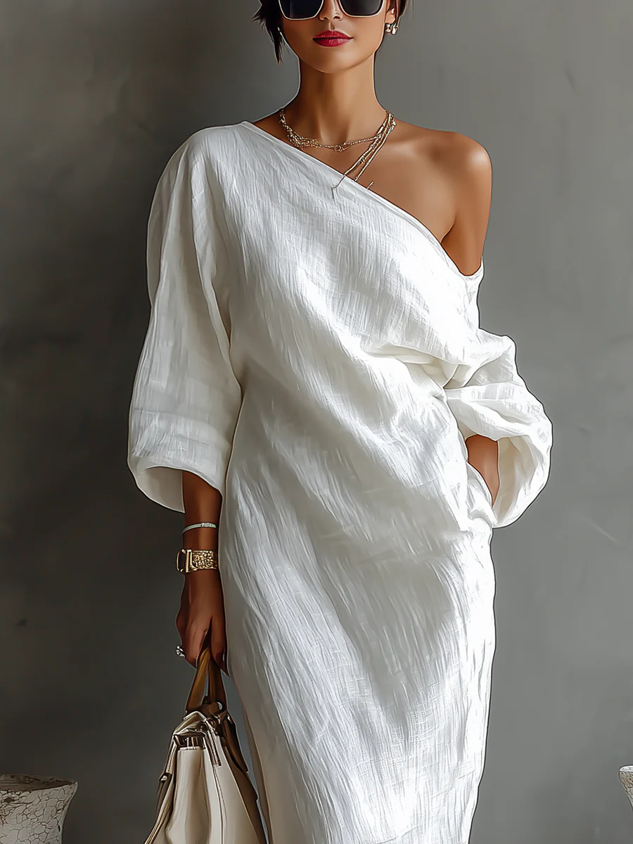 Livia™ — Robe fluide asymétrique à l'élégance naturelle