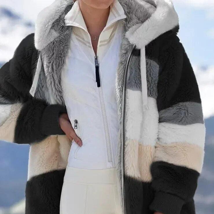 Aléana™ – Veste d'hiver chic et chaleureuse avec capuche et zip