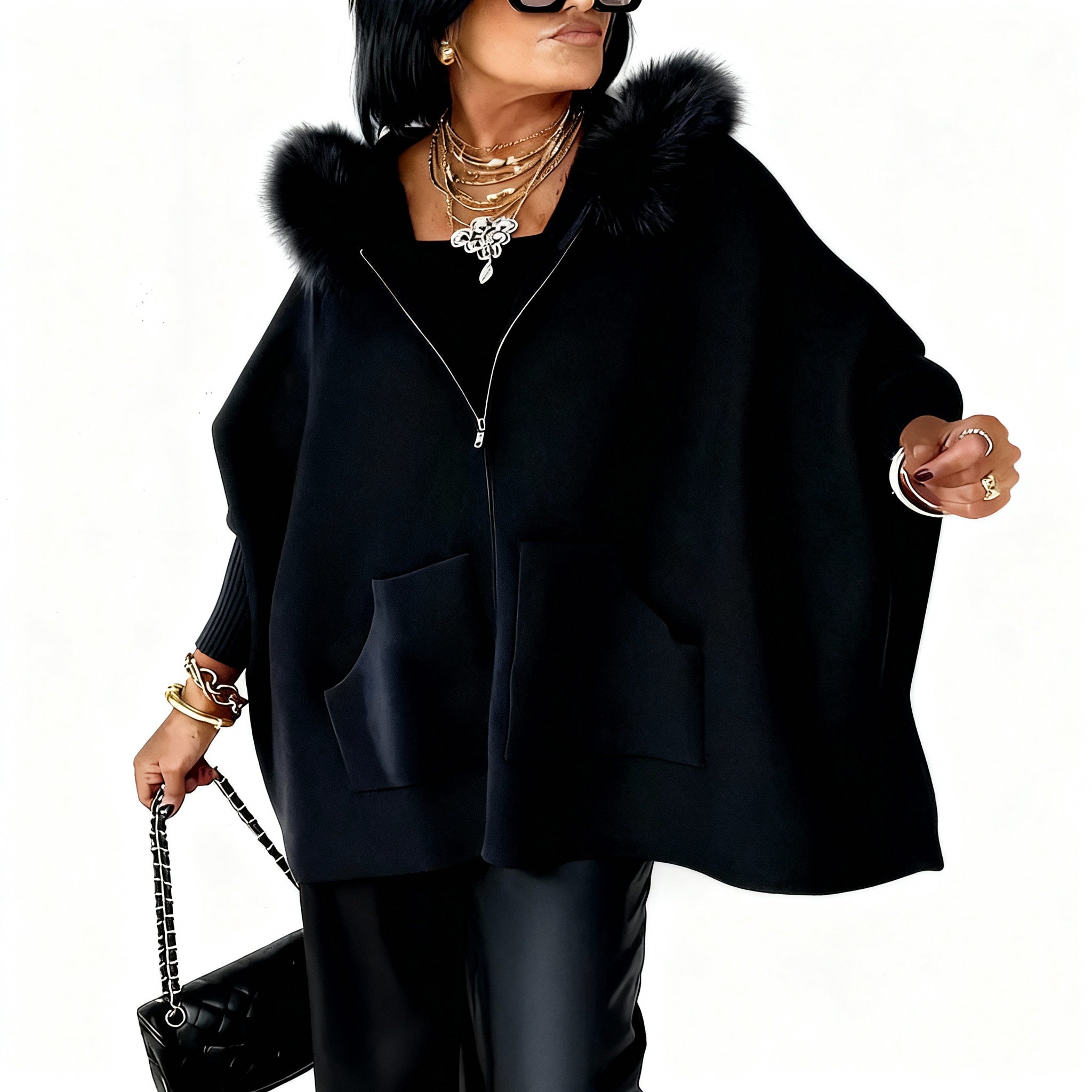 Isadora™ - Rose Elegance Warm Cape Poncho