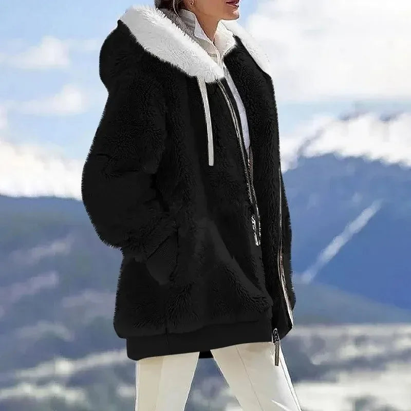 Aléana™ – Veste d'hiver chic et chaleureuse avec capuche et zip