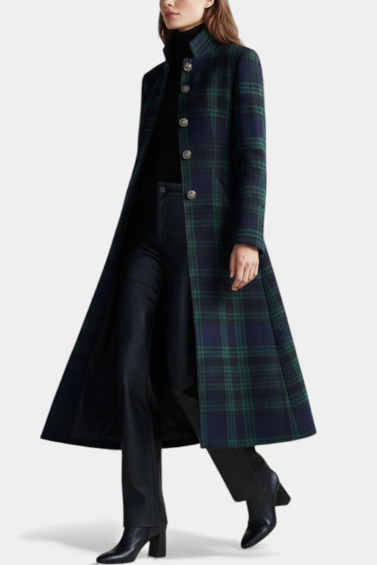 Madeleine™ — Élégant Manteau Mi-Long à Carreaux