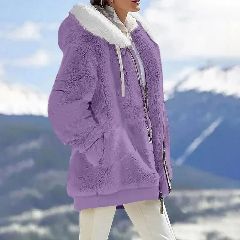 Aléana™ – Veste d'hiver chic et chaleureuse avec capuche et zip