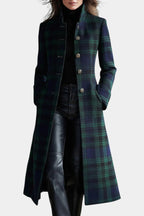 Madeleine™ — Élégant Manteau Mi-Long à Carreaux