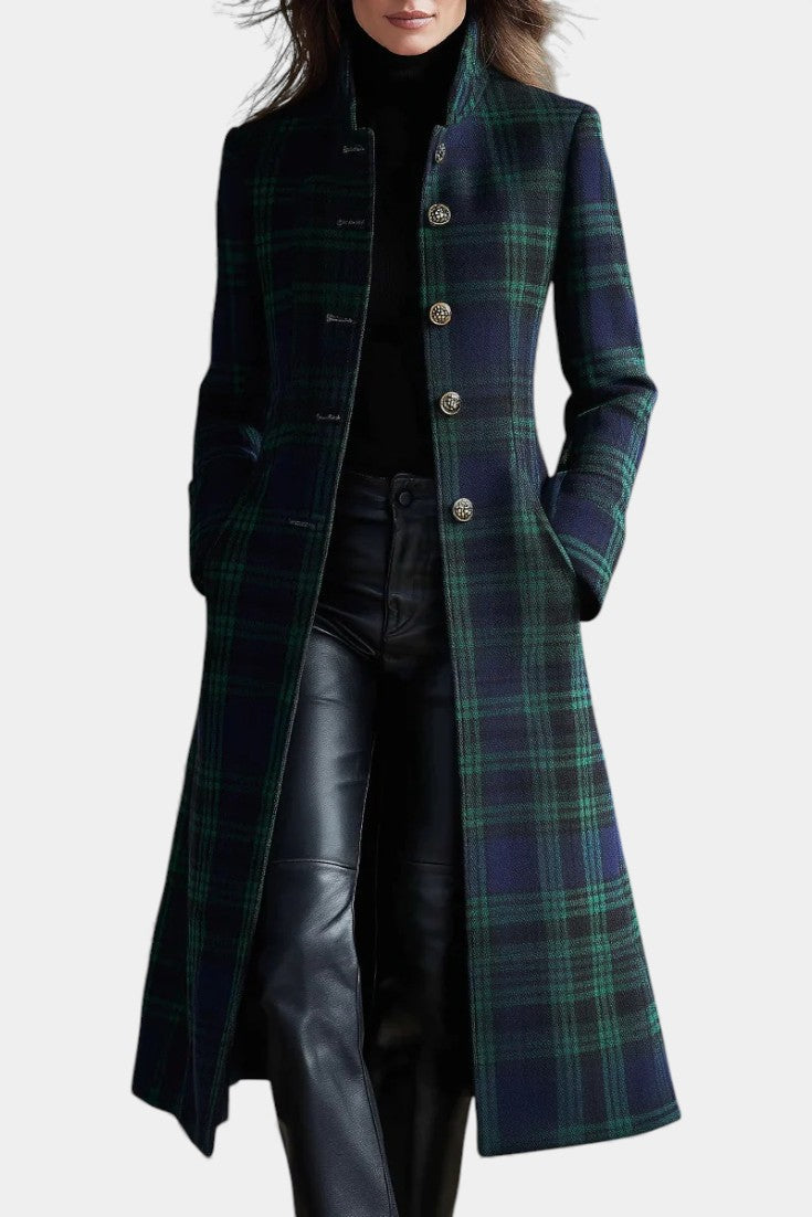 Madeleine™ — Élégant Manteau Mi-Long à Carreaux