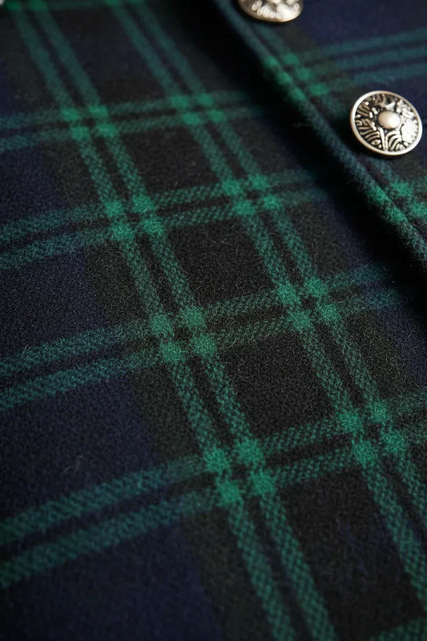 Madeleine™ — Élégant Manteau Mi-Long à Carreaux