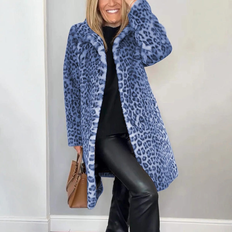 Séverine™ — Élégante Veste Mi-Longue à Imprimé Léopard